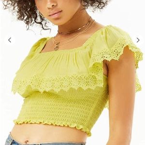 Smocked flounce crop top